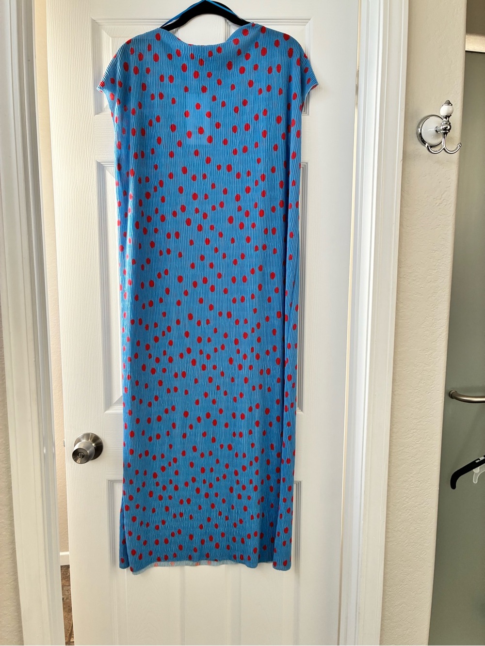 Zara Blue Maxi Dress with Red Polka Dots